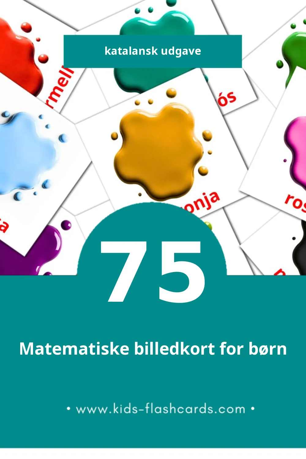 Visuelle billedkort for børn om Colors til småbørn (75 kort på Katalansk)