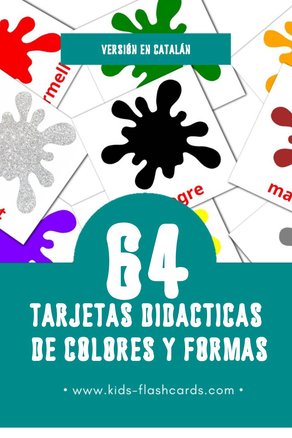 Tarjetas visuales de Colors para niños pequeños (64 tarjetas en Catalán)