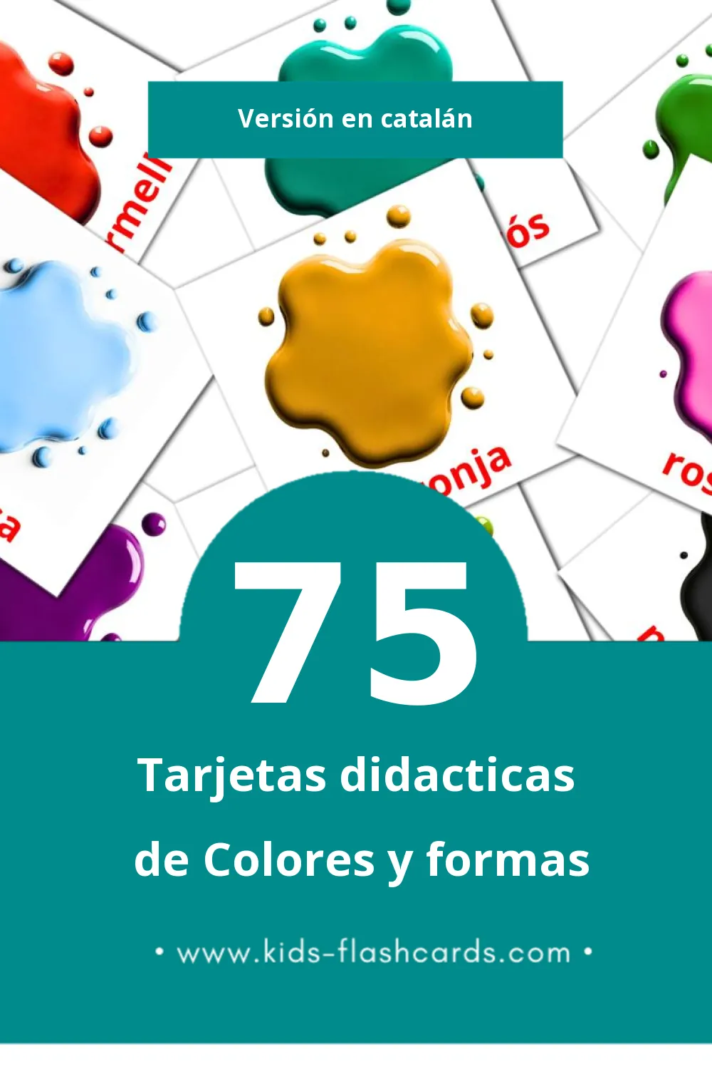 Tarjetas visuales de Colors para niños pequeños (75 tarjetas en Catalán)