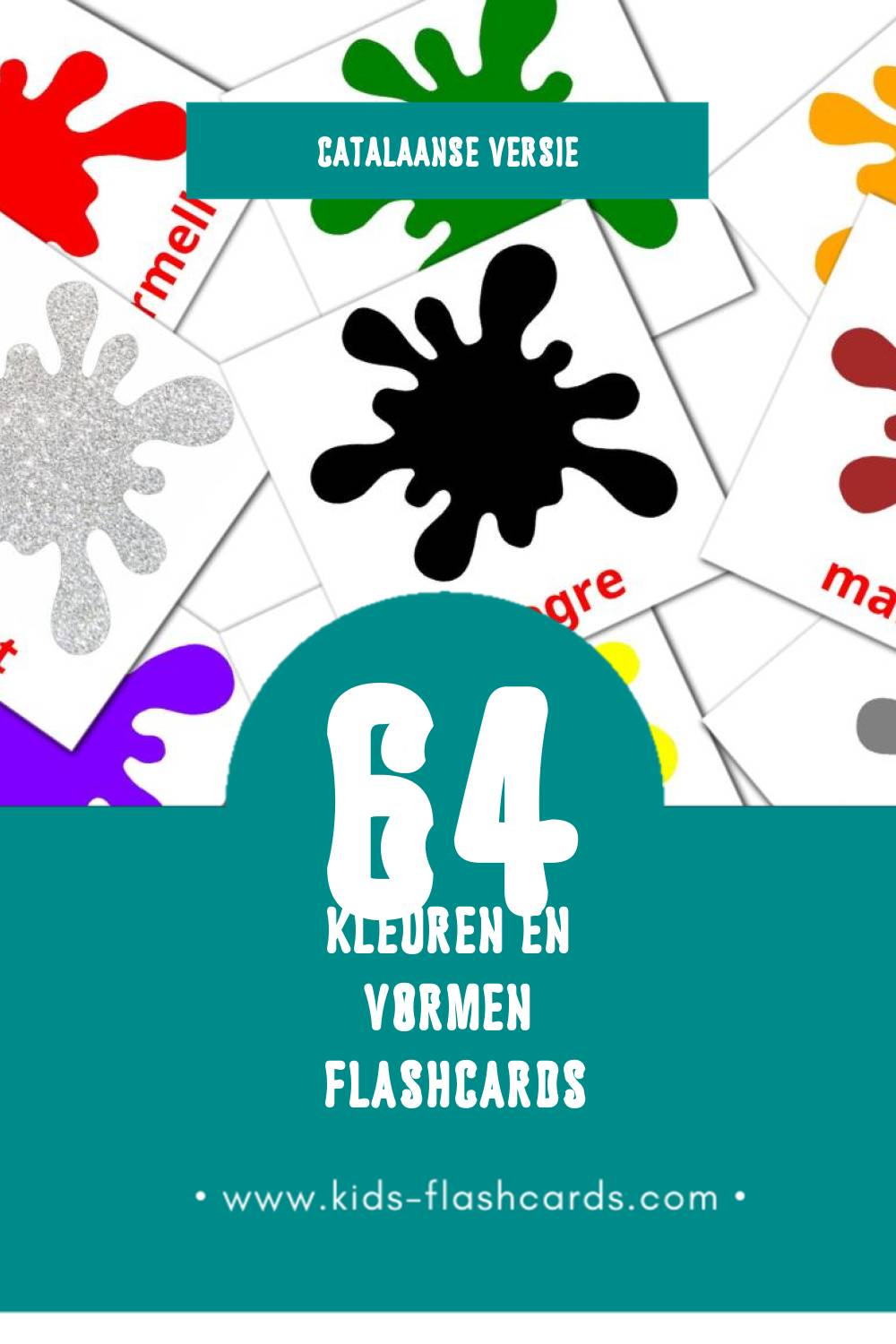 Visuele Colors Flashcards voor Kleuters (64 kaarten in het Catalaans)
