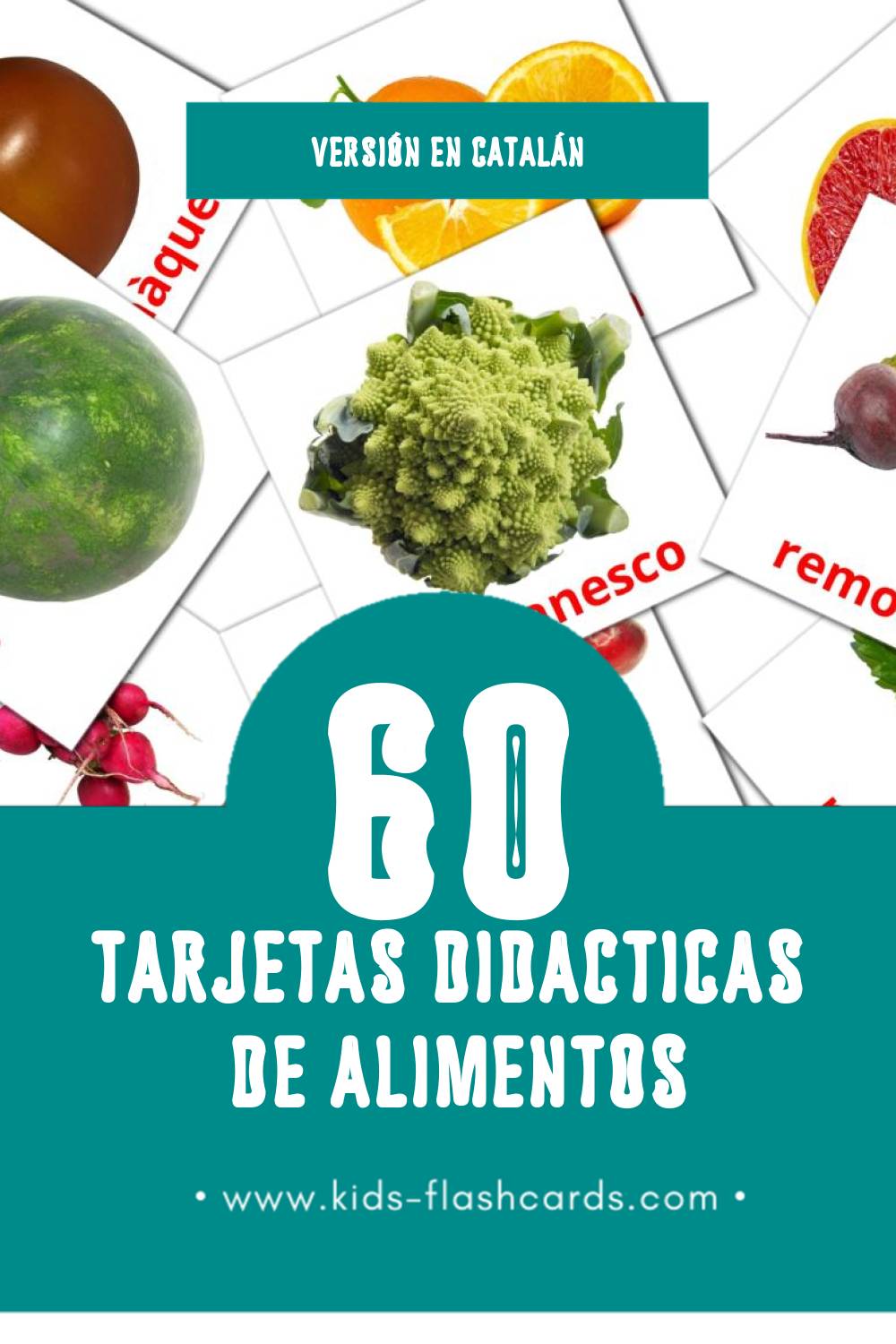 Tarjetas visuales de Aliments para niños pequeños (60 tarjetas en Catalán)