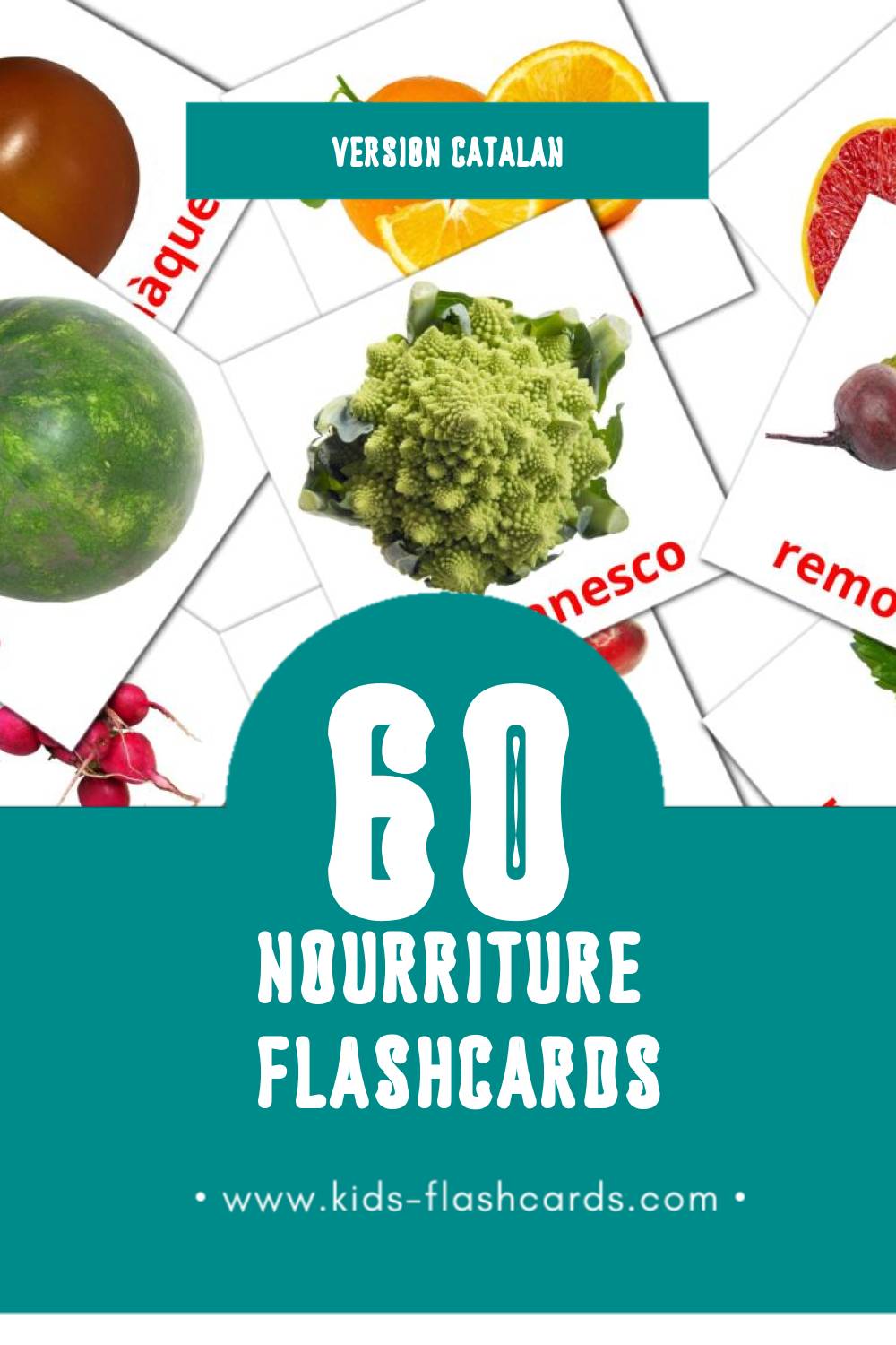 Flashcards Visual Aliments pour les tout-petits (60 cartes en Catalan)