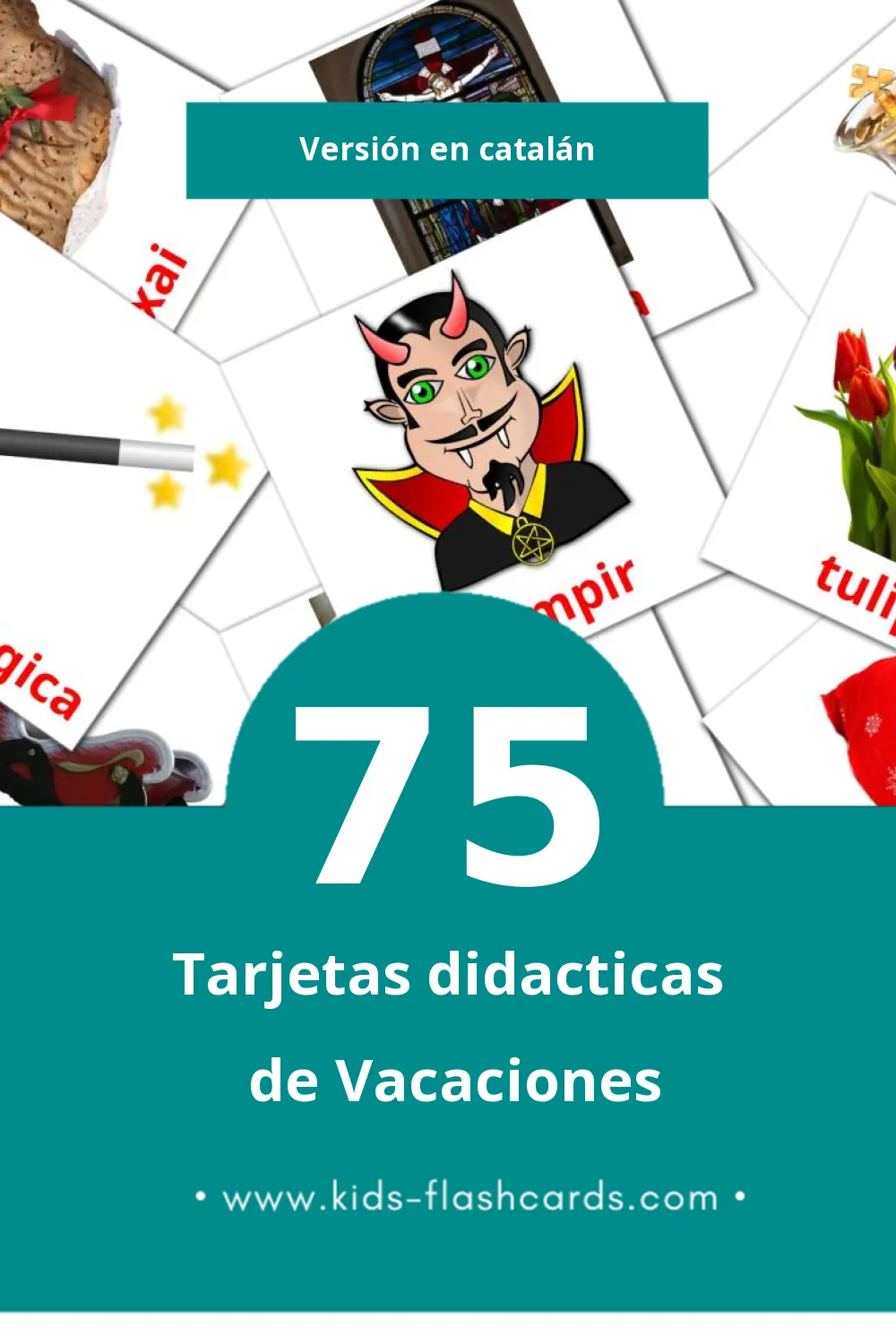 Tarjetas visuales de VACANCES para niños pequeños (75 tarjetas en Catalán)