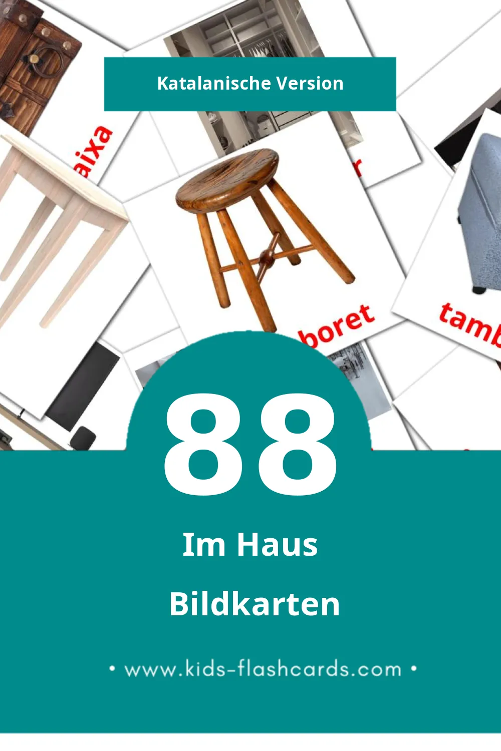 Visual Casa Flashcards für Kleinkinder (88 Karten in Katalanisch)