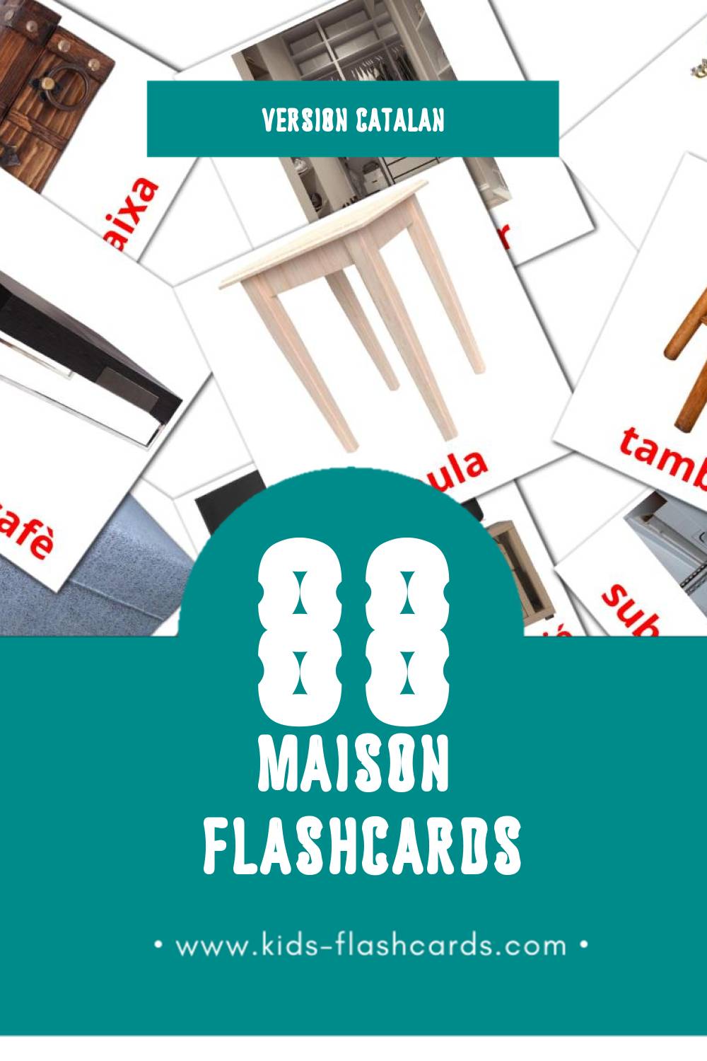 Flashcards Visual Casa pour les tout-petits (88 cartes en Catalan)