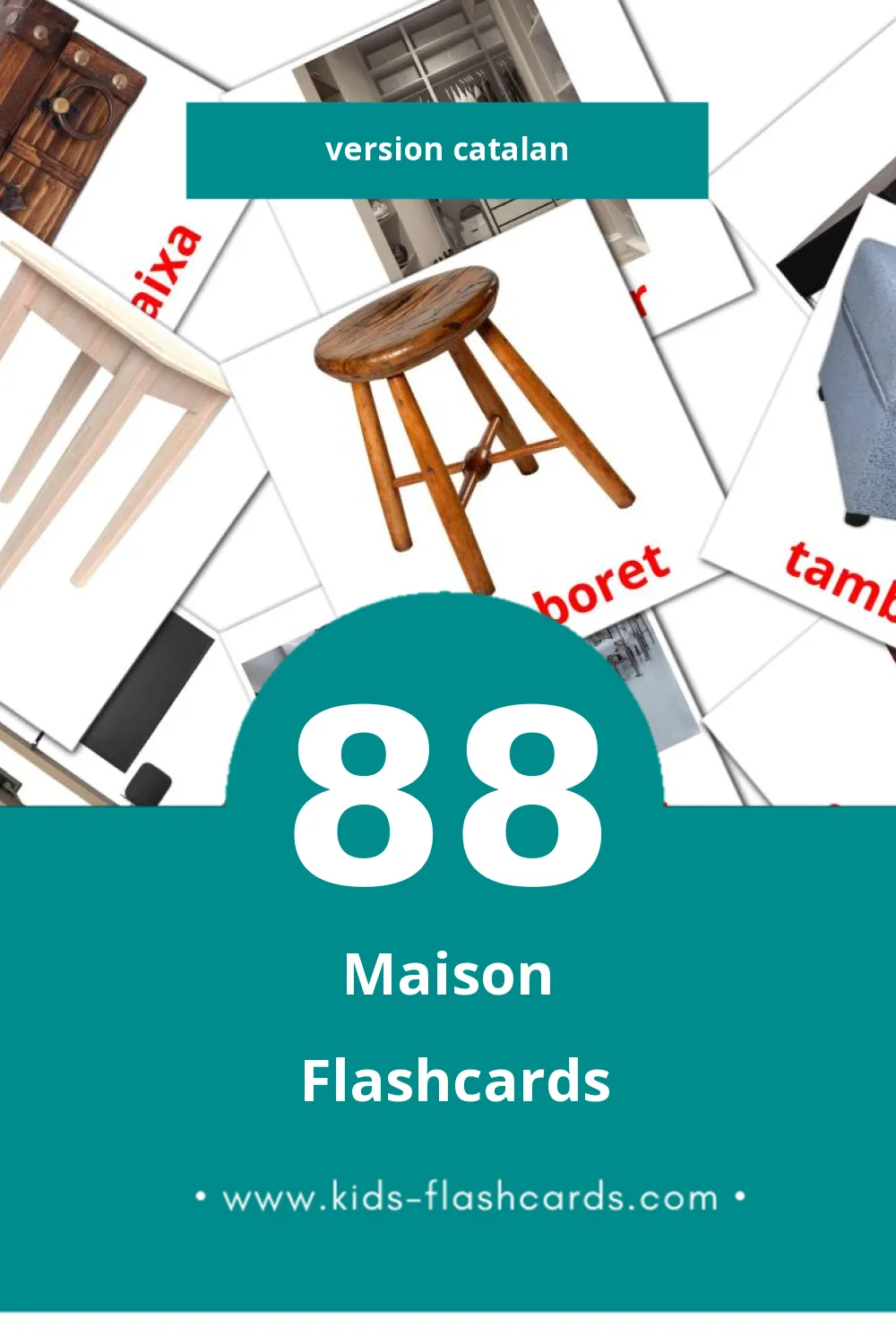 Flashcards Visual Casa pour les tout-petits (88 cartes en Catalan)