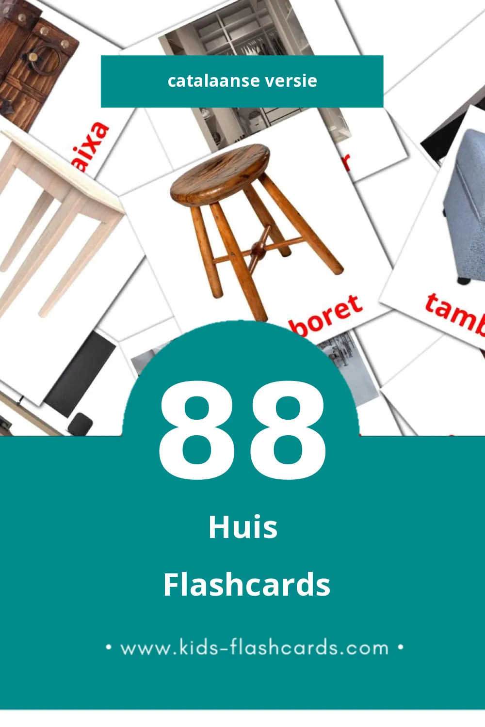 Visuele Casa Flashcards voor Kleuters (88 kaarten in het Catalaans)