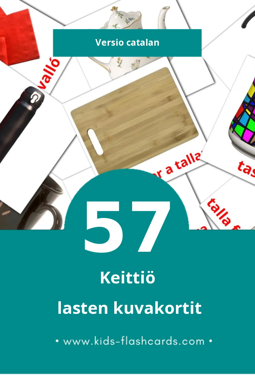 CUINA lasten kuvakortit pikkulapsille (57 korttia Catalanksi)