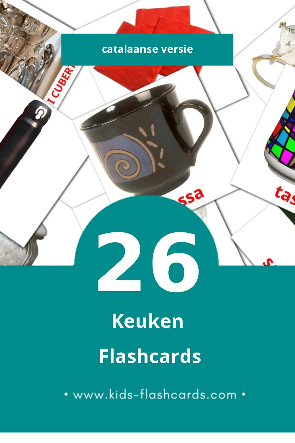 Visuele CUINA Flashcards voor Kleuters (57 kaarten in het Catalaans)