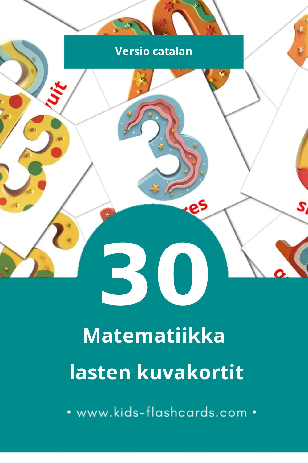 Matemàtiques  lasten kuvakortit pikkulapsille (30 korttia Catalanksi)