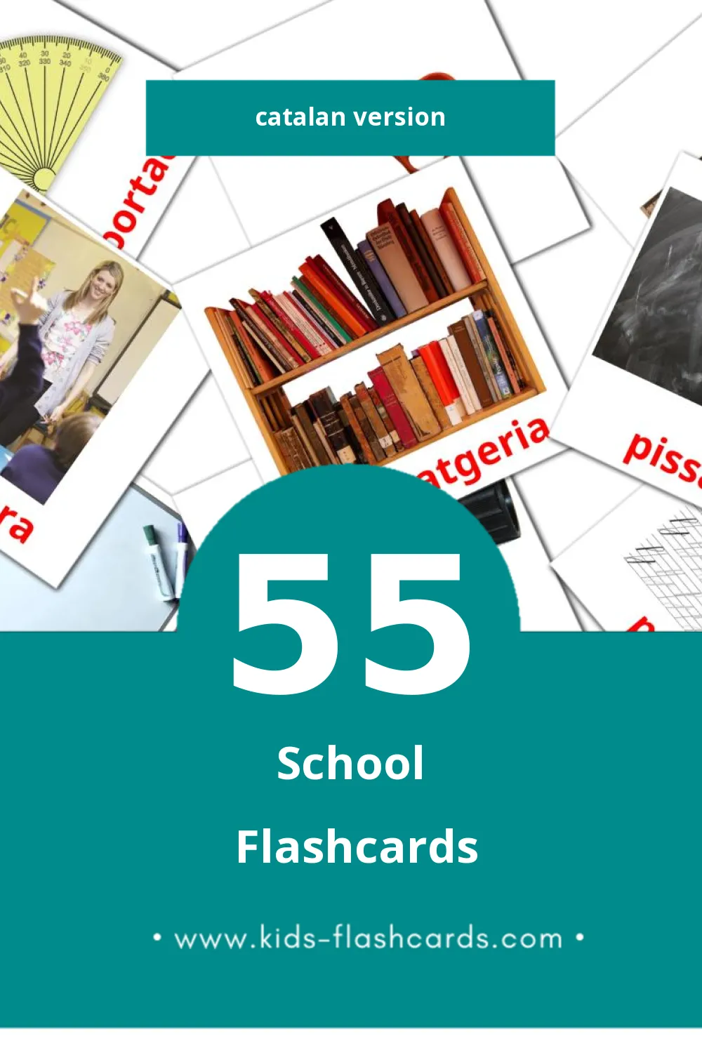 Visual Escola Flashcards for Toddlers (55 cards in Catalan)