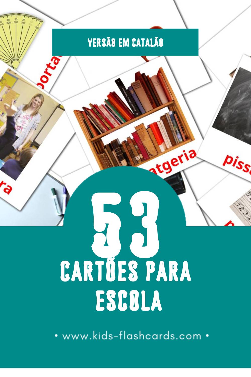 Flashcards de Escola Visuais para Toddlers (36 cartões em Catalão)