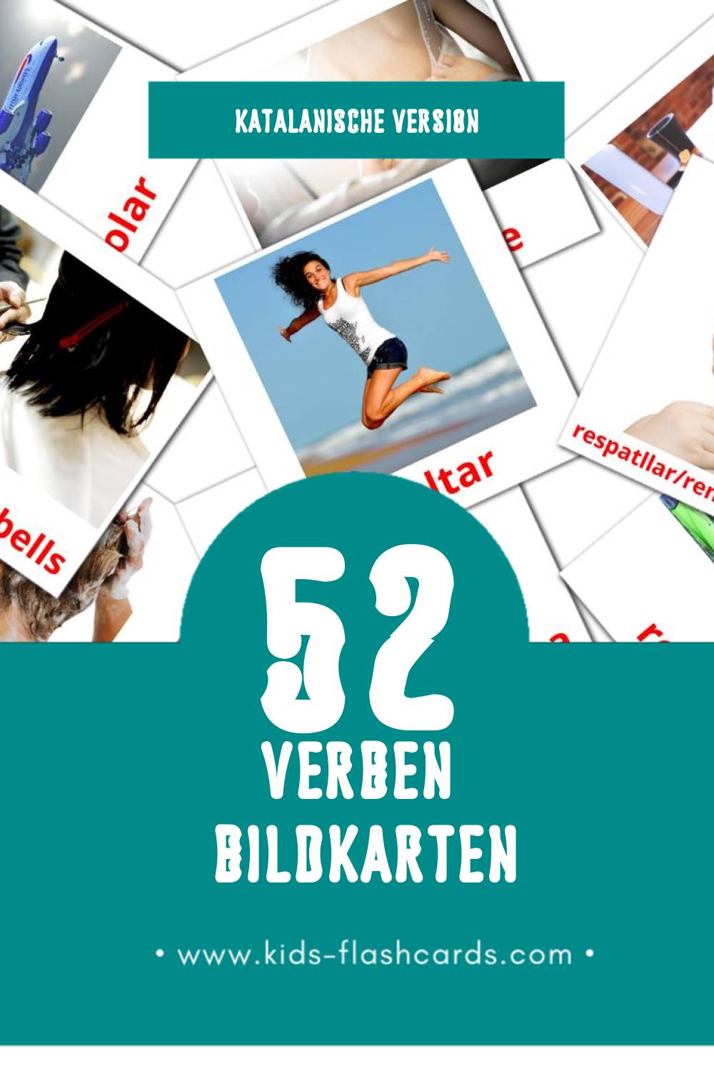 Visual Verbs Flashcards für Kleinkinder (52 Karten in Katalanisch)