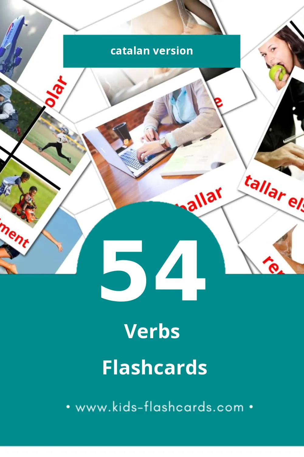 Visual Verbs Flashcards for Toddlers (54 cards in Catalan)