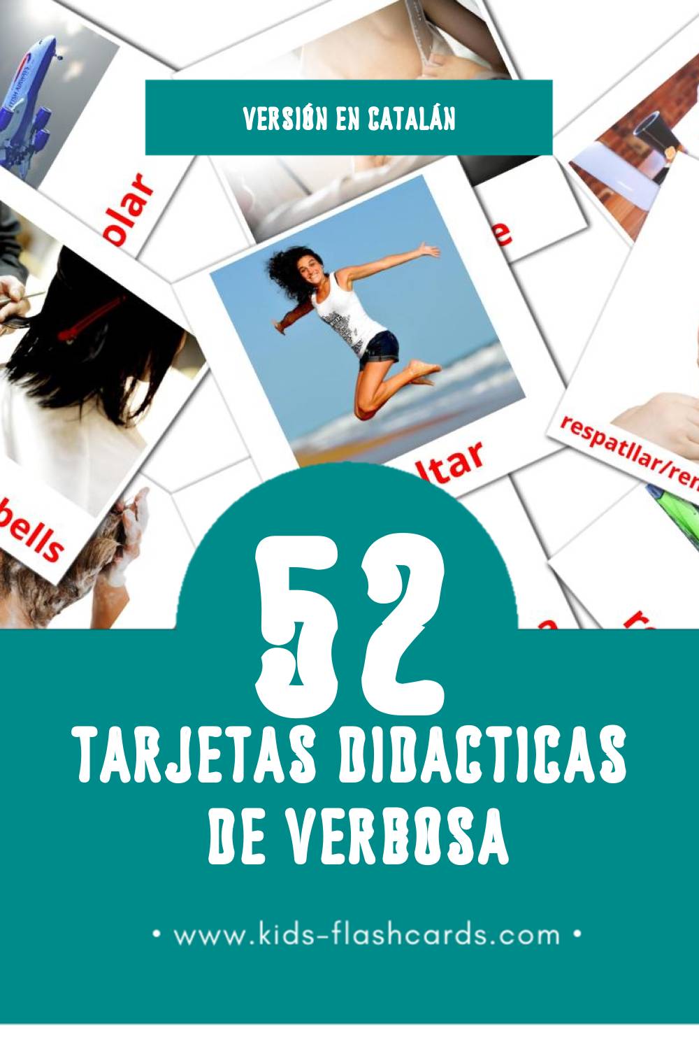 Tarjetas visuales de Verbs para niños pequeños (52 tarjetas en Catalán)