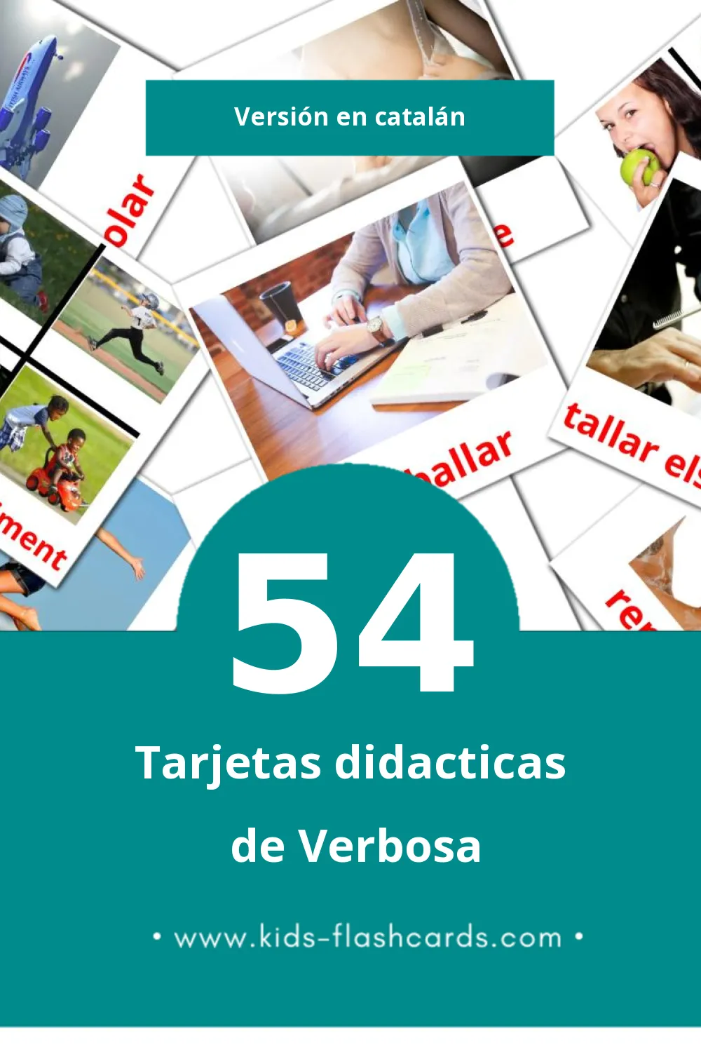 Tarjetas visuales de Verbs para niños pequeños (54 tarjetas en Catalán)