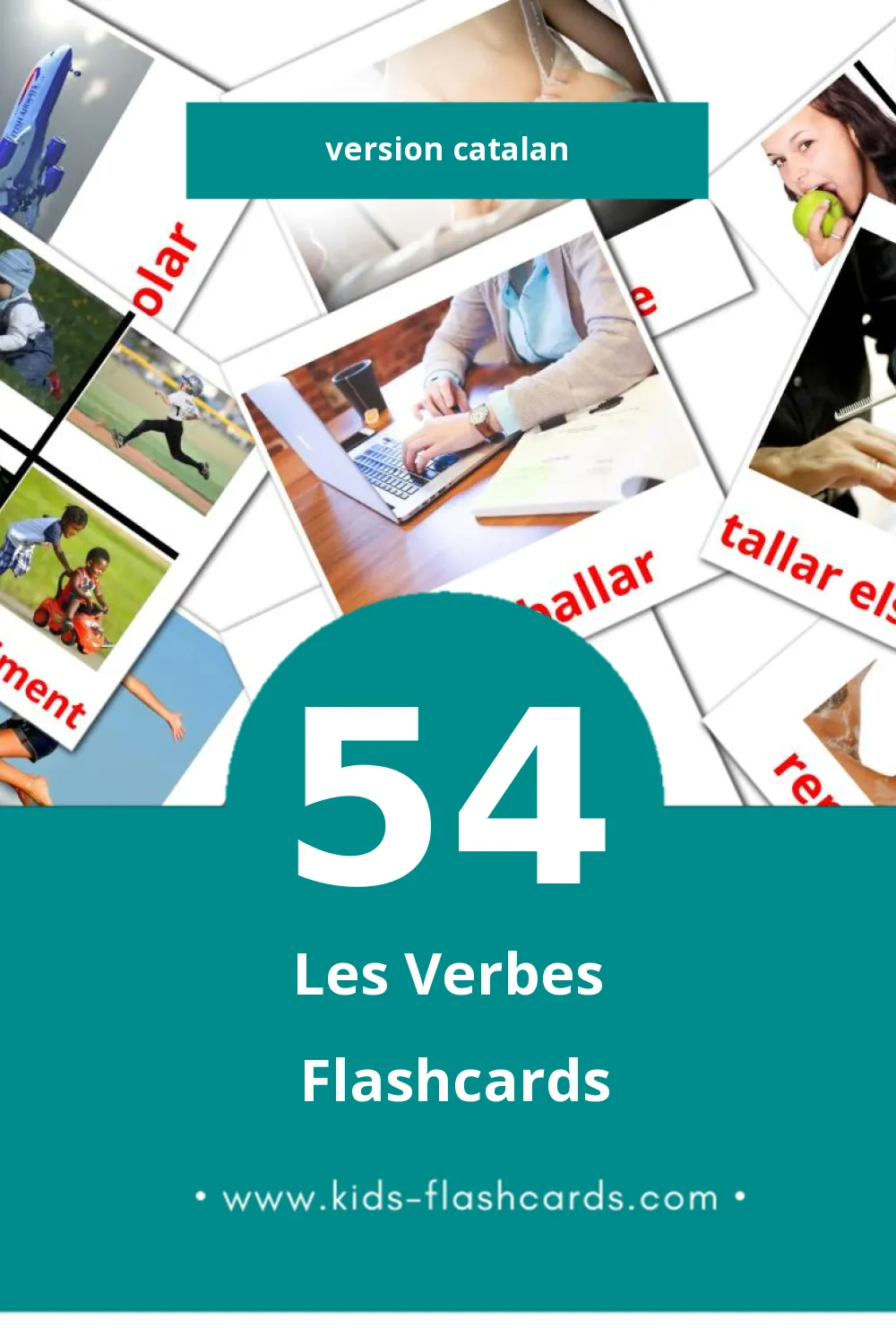 Flashcards Visual Verbs pour les tout-petits (54 cartes en Catalan)