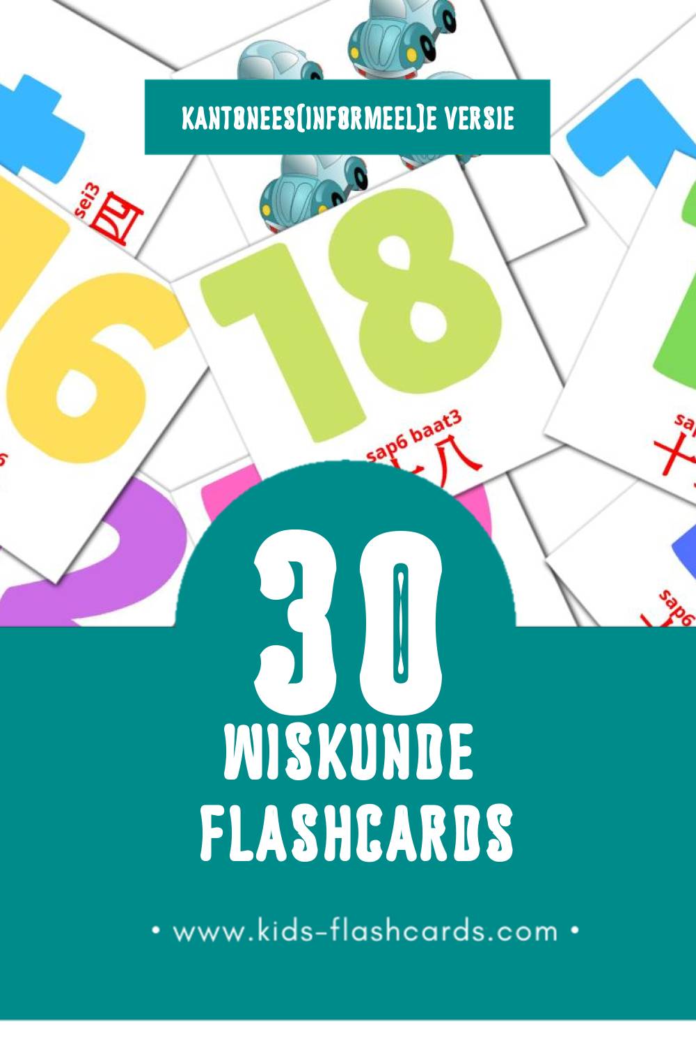 Visuele 數字 sou3 zi6 Flashcards voor Kleuters (30 kaarten in het Kantonees(informeel))