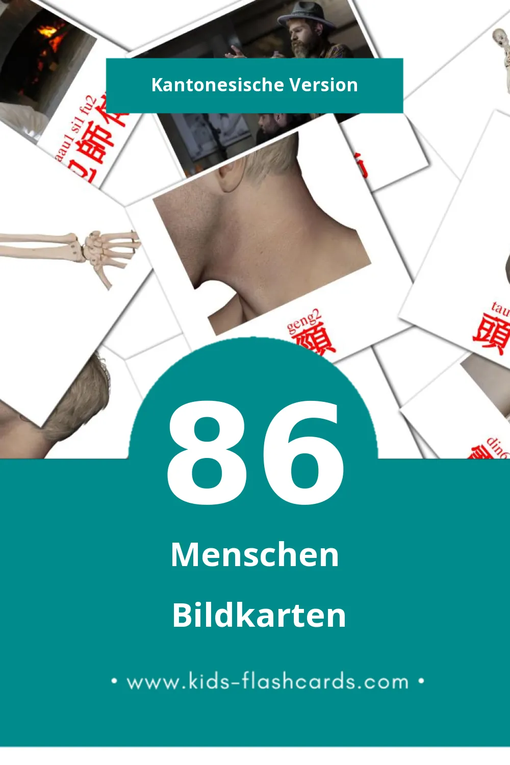 Visual 人(jan4) Flashcards für Kleinkinder (86 Karten in Kantonesisch)