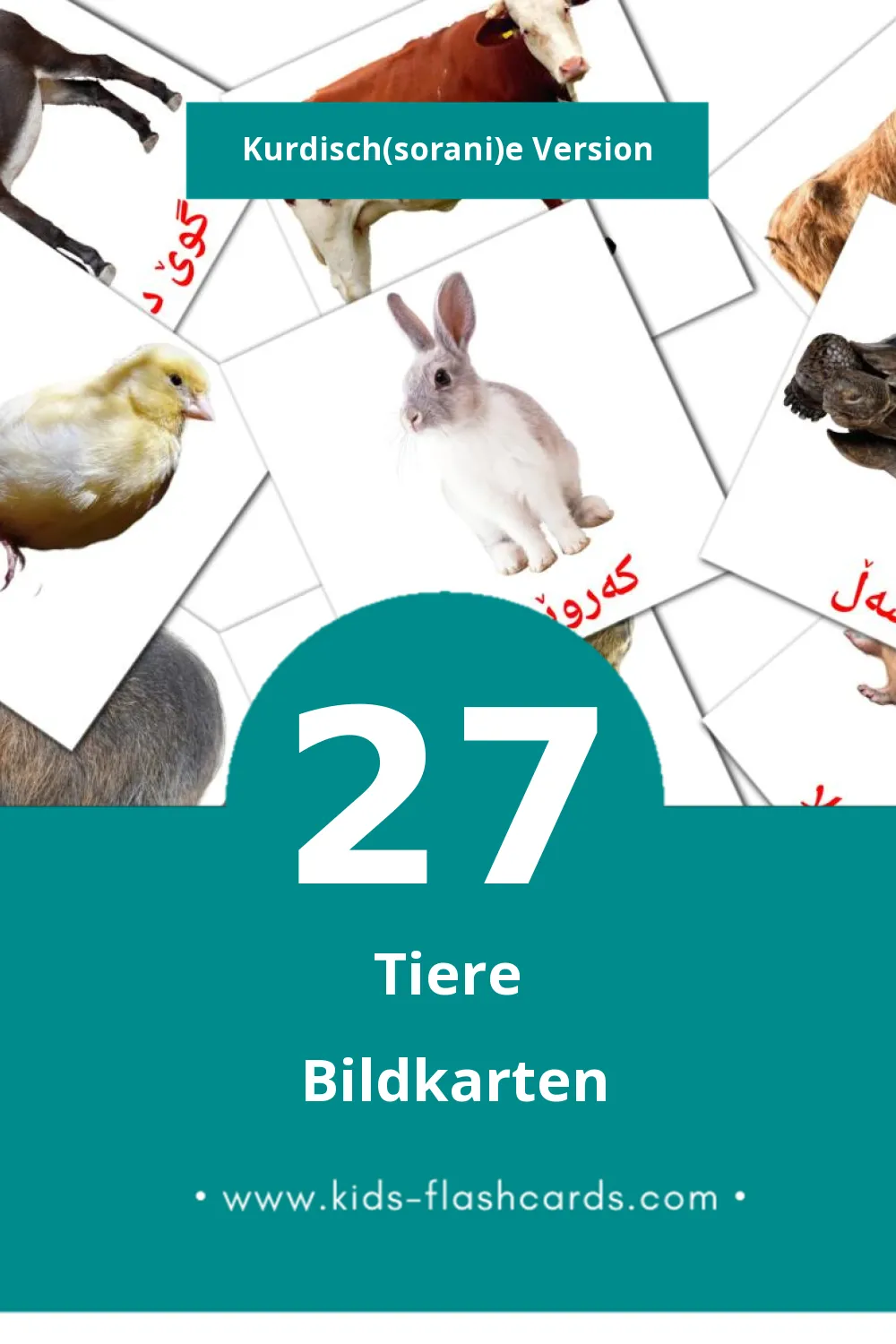 Visual ئاژەڵەکان  Flashcards für Kleinkinder (27 Karten in Kurdisch(sorani))