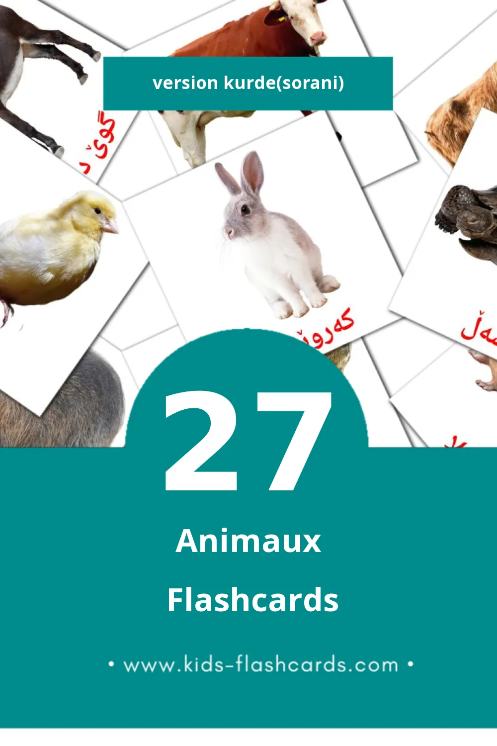 Flashcards Visual ئاژەڵەکان  pour les tout-petits (27 cartes en Kurde(sorani))