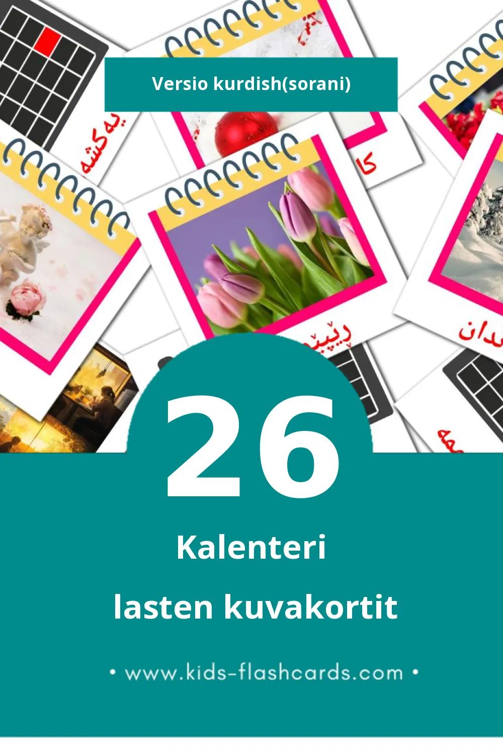 ڕۆژمێر lasten kuvakortit pikkulapsille (26 korttia Kurdishksi(sorani))