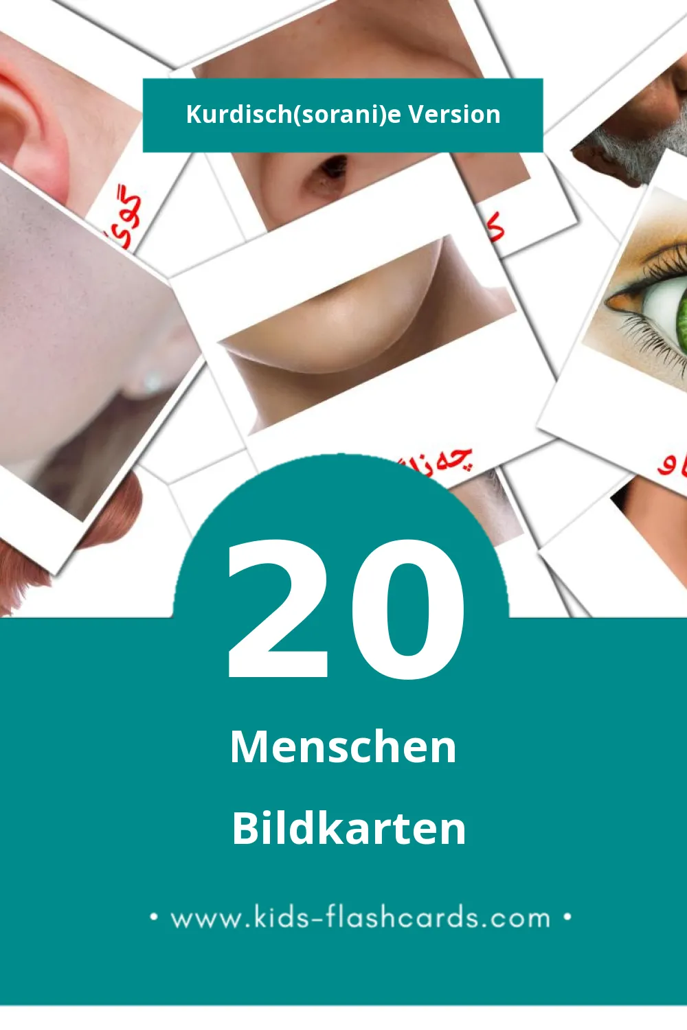 Visual مرۆڤ Flashcards für Kleinkinder (20 Karten in Kurdisch(sorani))