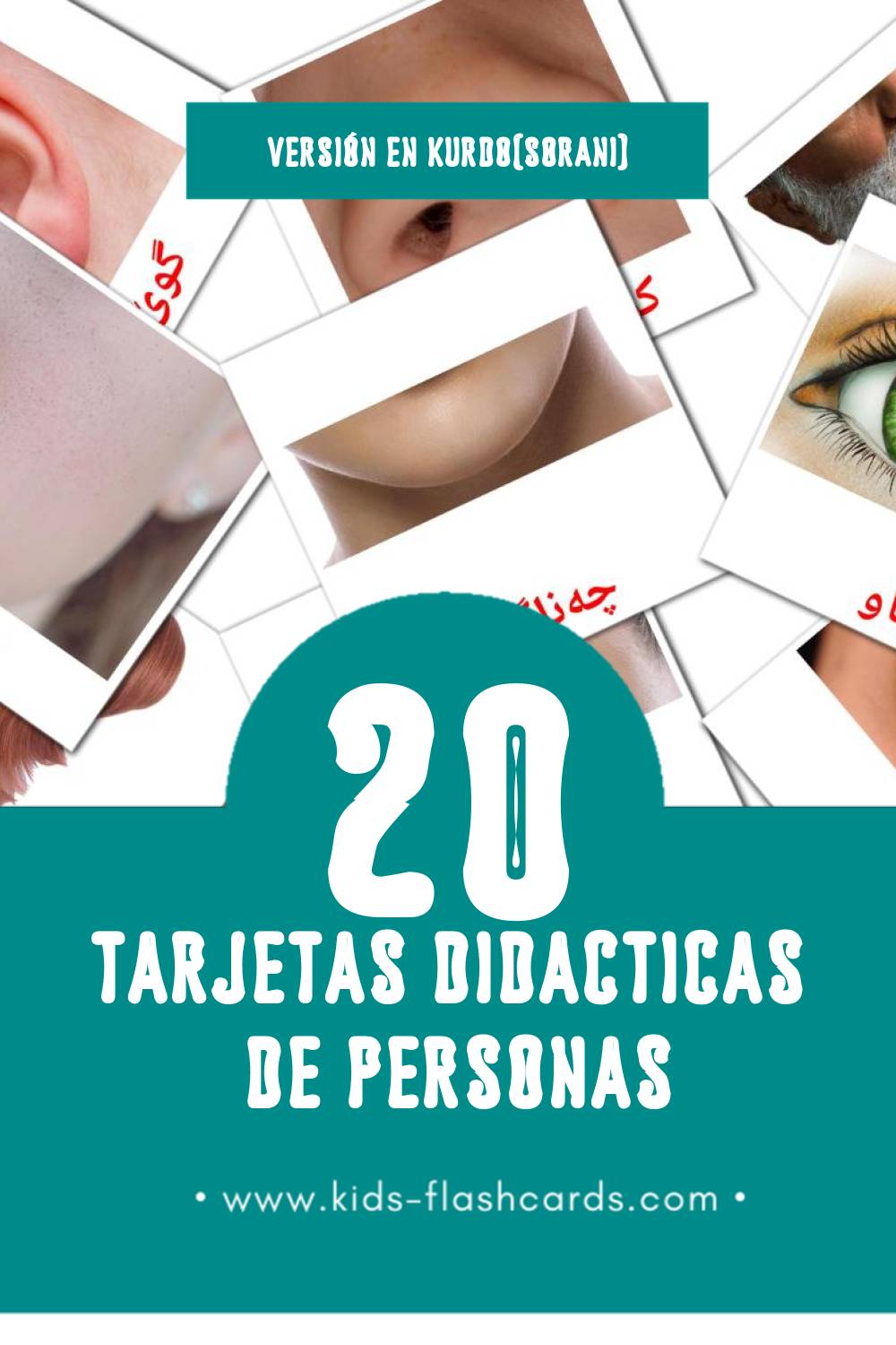 Tarjetas visuales de مرۆڤ para niños pequeños (20 tarjetas en Kurdo(sorani))