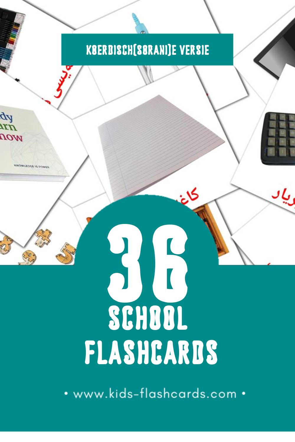 Visuele قوتابخانە Flashcards voor Kleuters (36 kaarten in het Koerdisch(sorani))