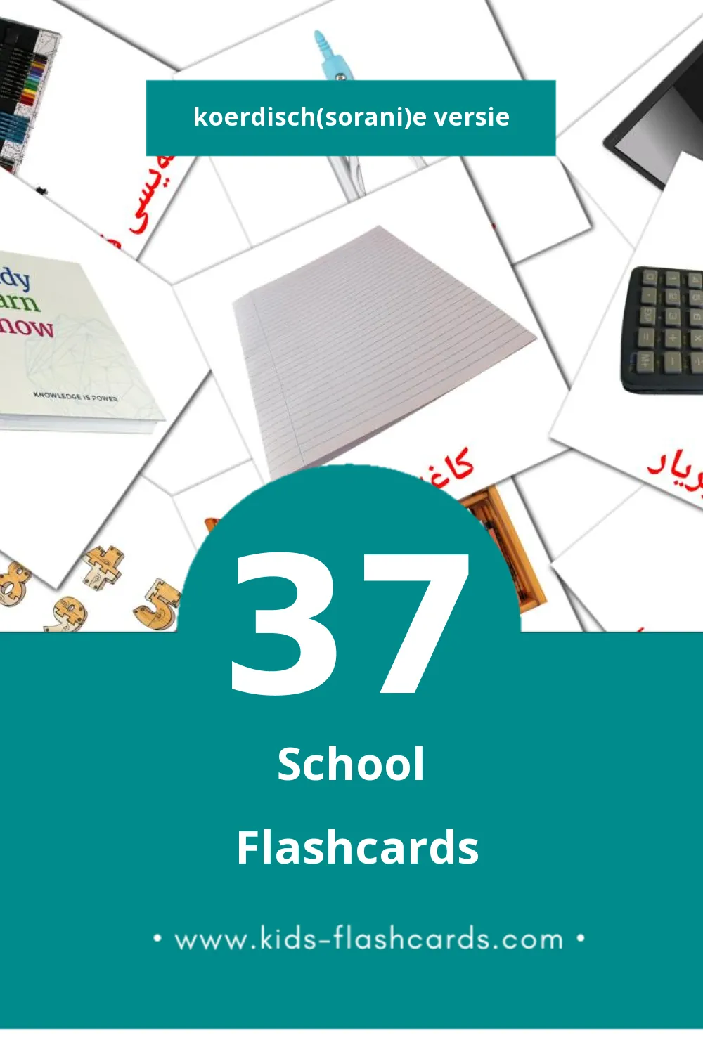 Visuele قوتابخانە Flashcards voor Kleuters (37 kaarten in het Koerdisch(sorani))