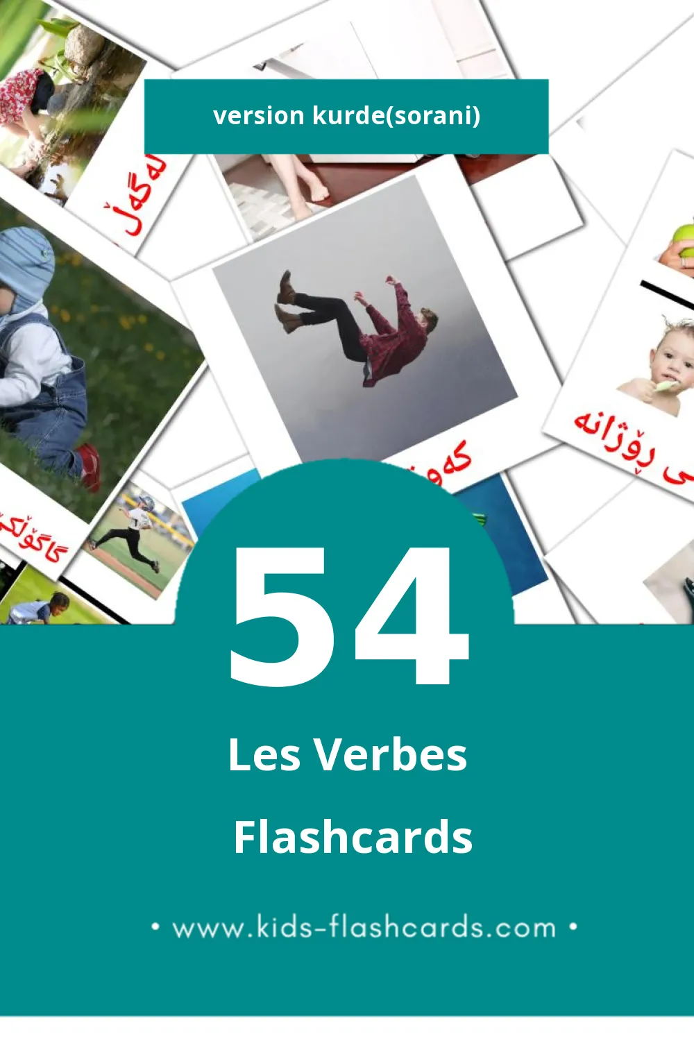 Flashcards Visual کردارەکان pour les tout-petits (54 cartes en Kurde(sorani))