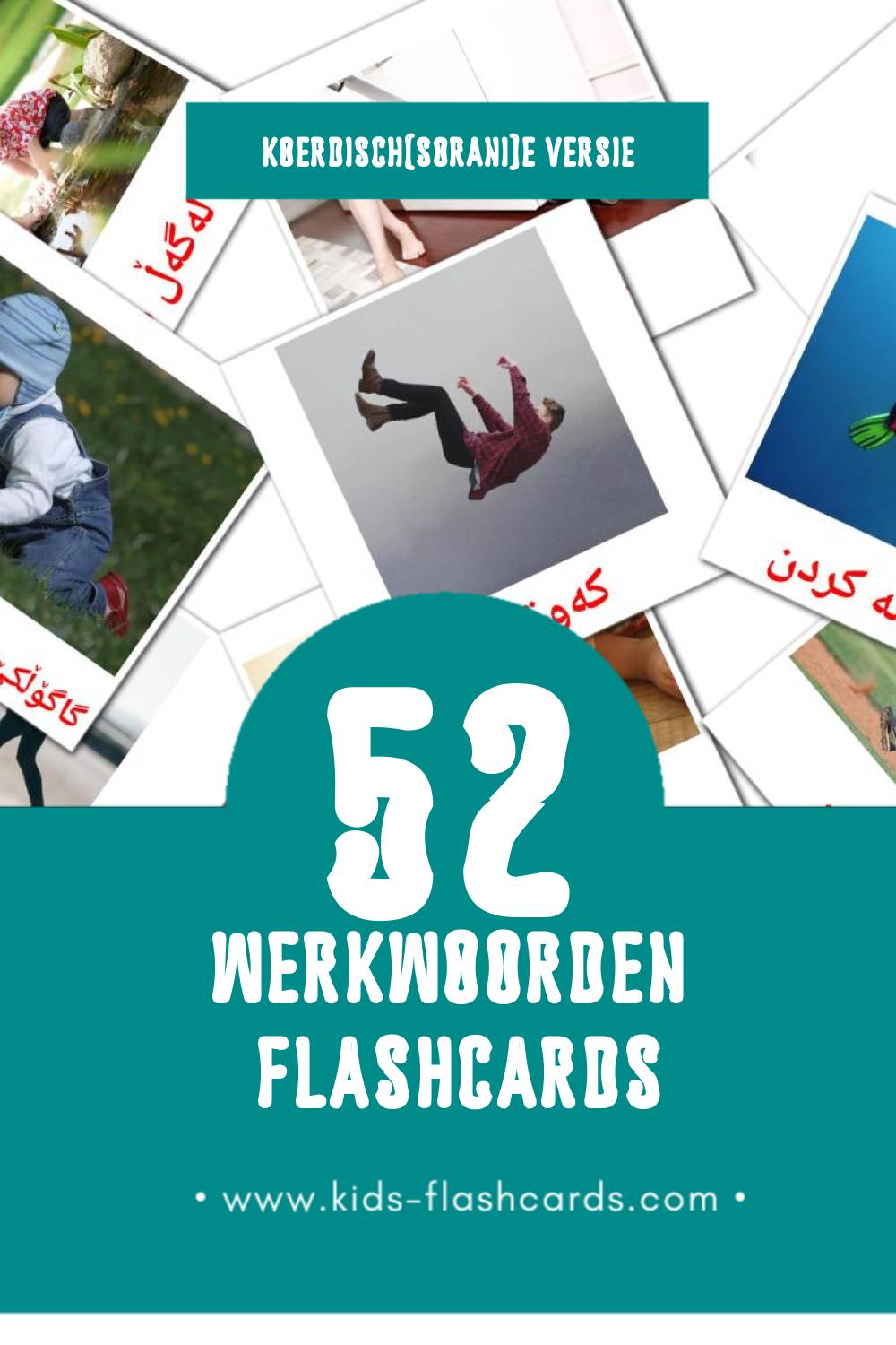 Visuele کردارەکان Flashcards voor Kleuters (52 kaarten in het Koerdisch(sorani))