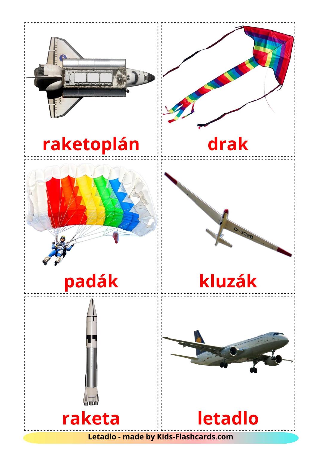 Flugzeuge - 14 kostenlose, druckbare Tschechisch Flashcards 
