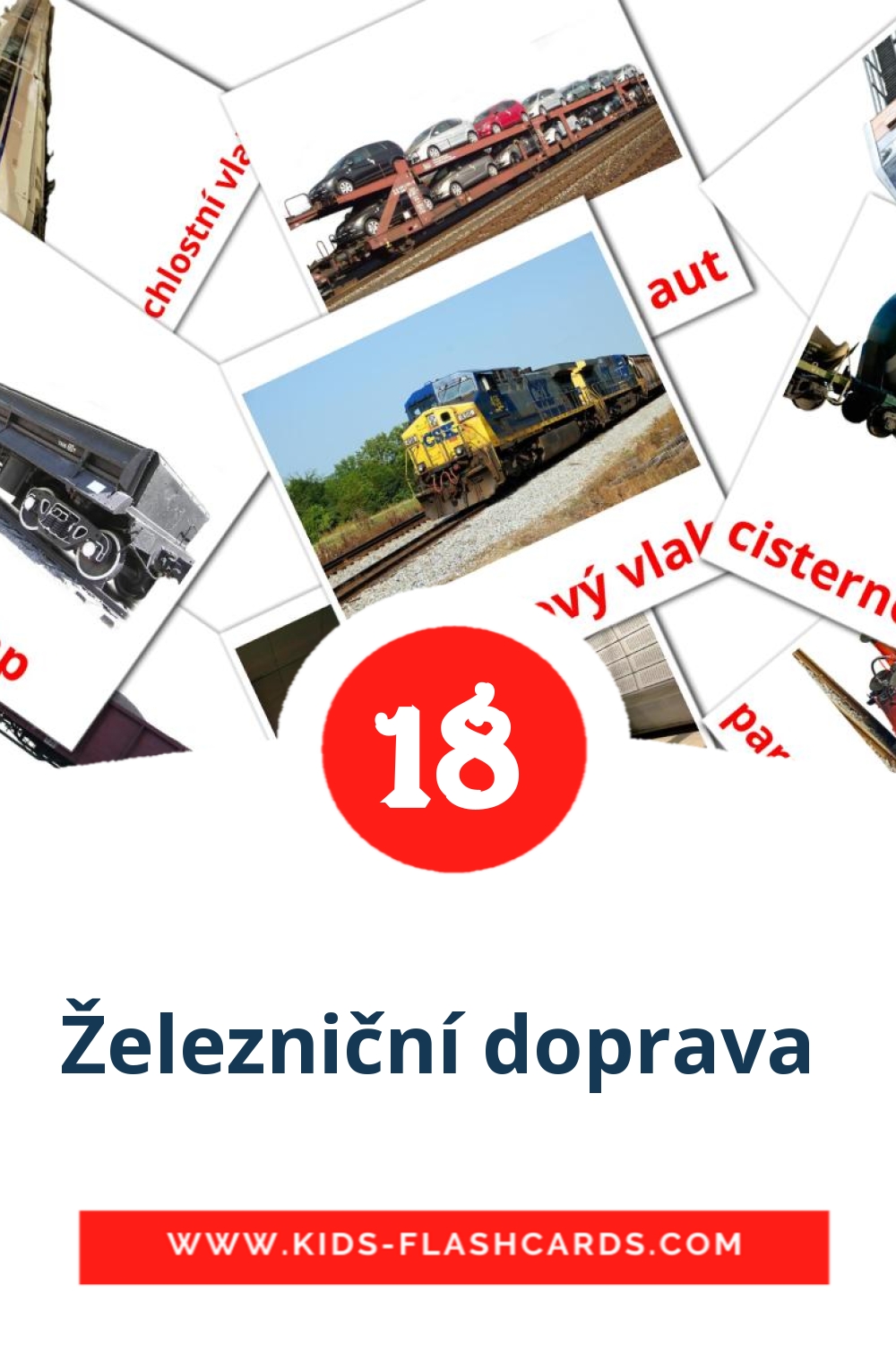 18 tarjetas didacticas de Železniční doprava  para el jardín de infancia en checo