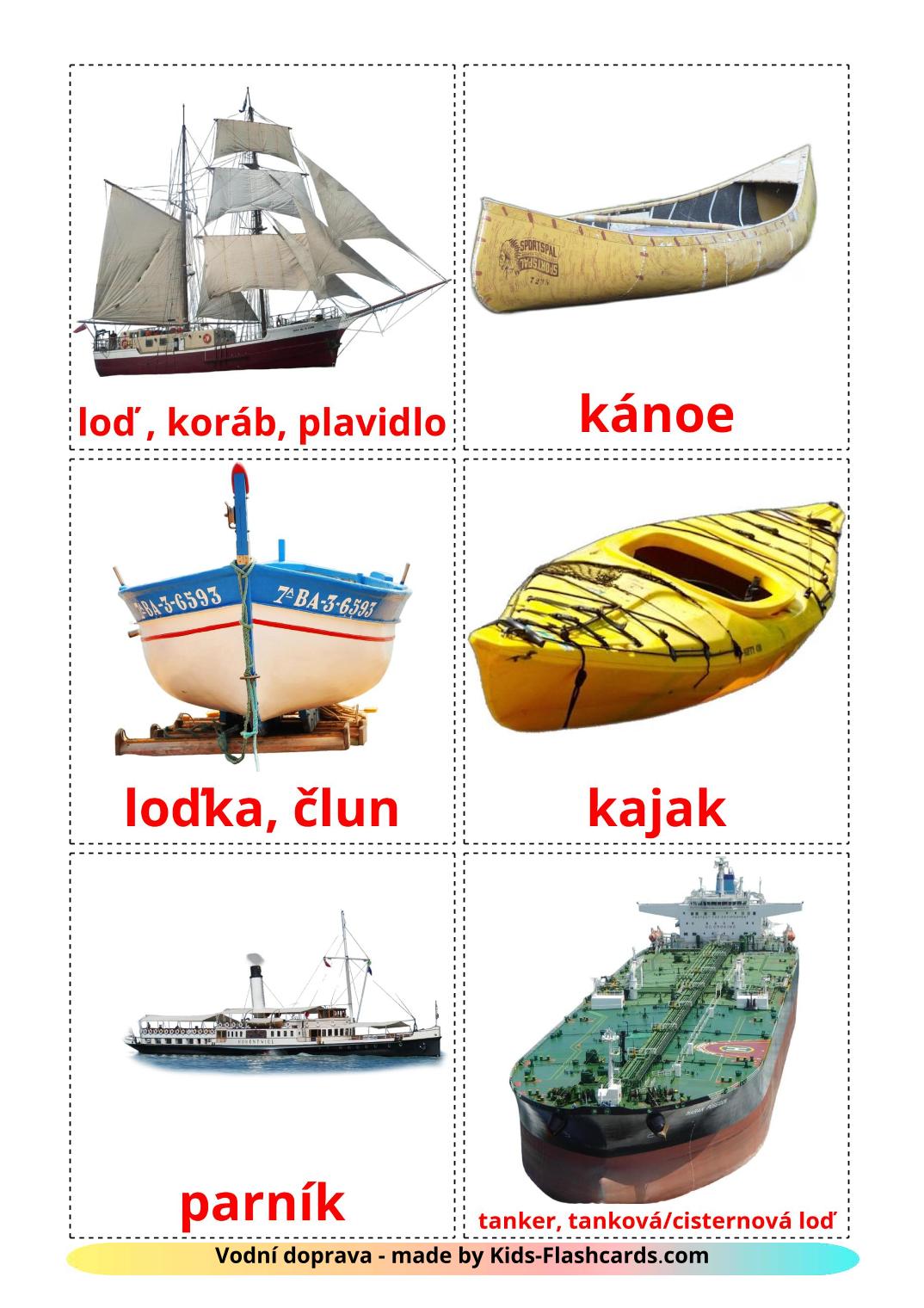 Water transport - 18 Free Printable czech Flashcards 