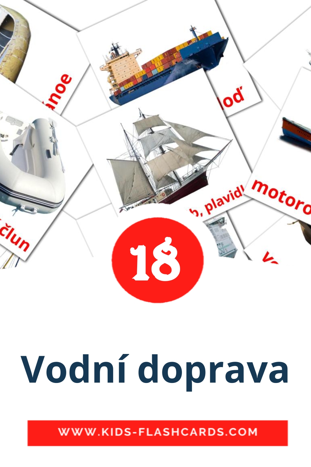 18 carte illustrate di Vodní doprava per la scuola materna in ceco