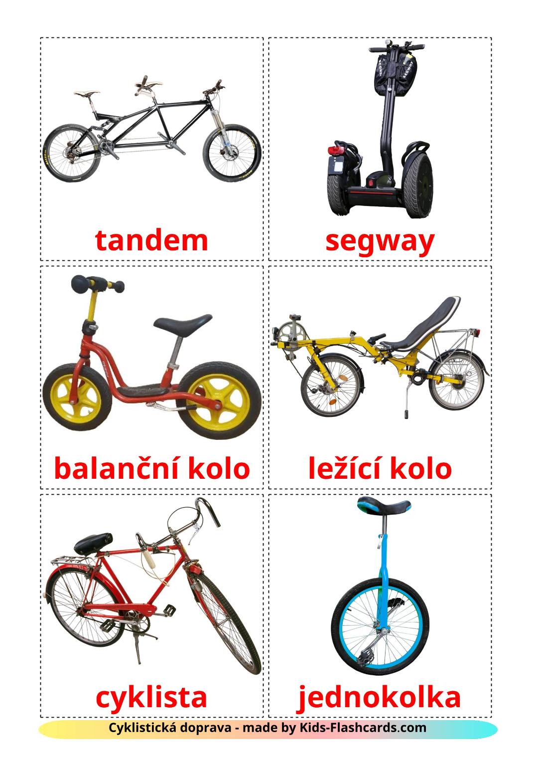 Trasporto di biciclette - 16 flashcards ceco stampabili gratuitamente