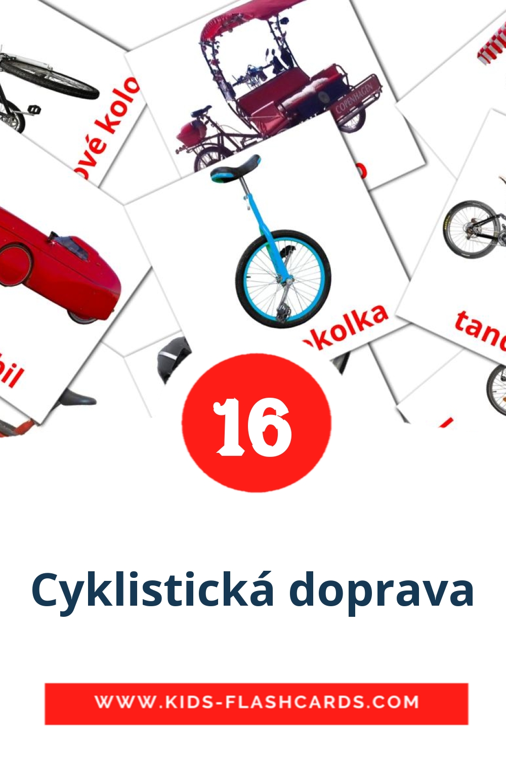 16 cartes illustrées de Cyklistická doprava pour la maternelle en tchèque