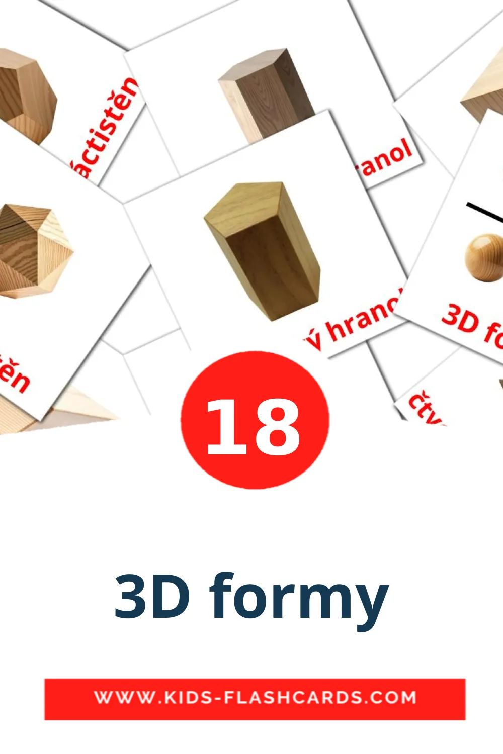 18 carte illustrate di 3D formy per la scuola materna in ceco