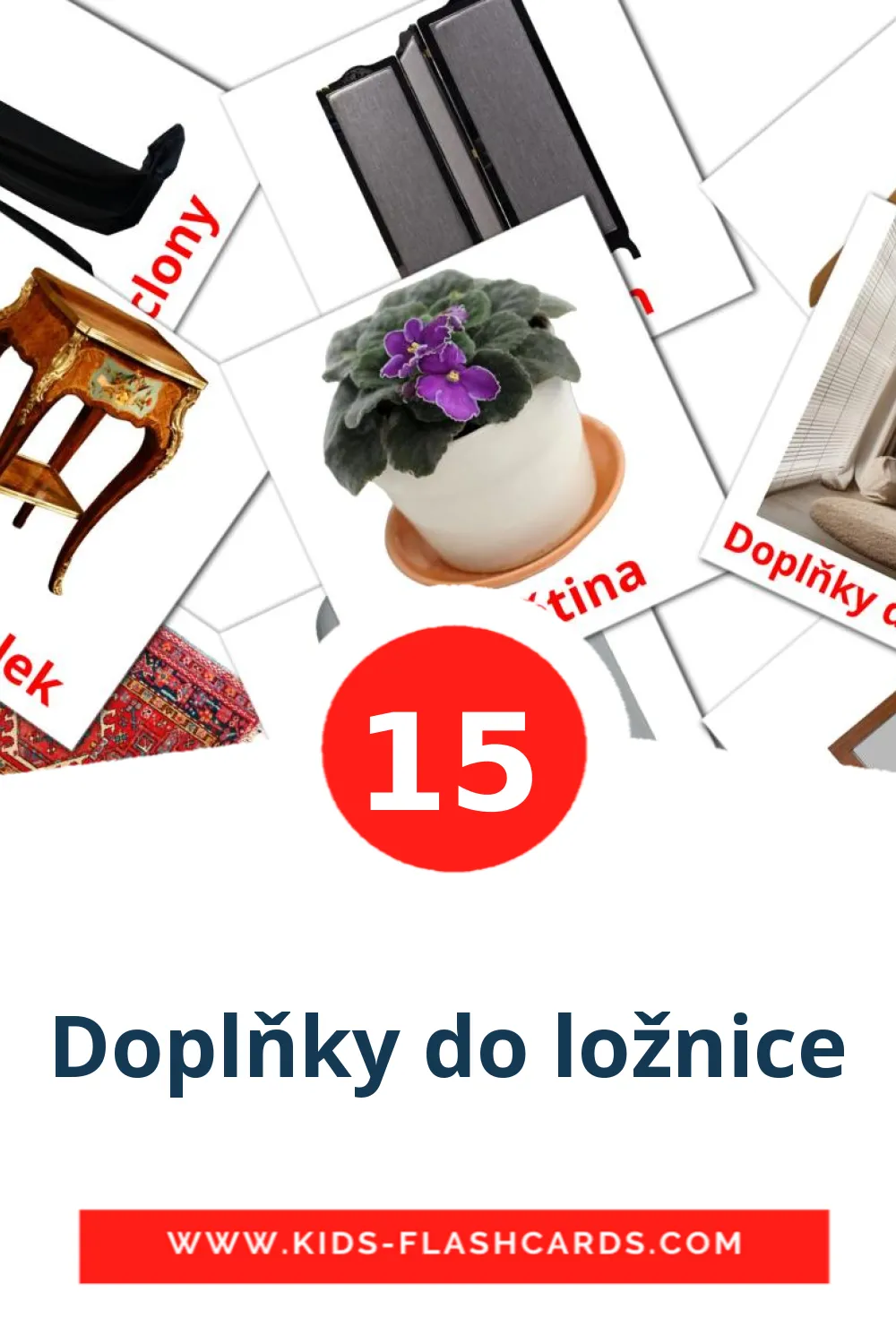 15 cartes illustrées de Doplňky do ložnice pour la maternelle en tchèque