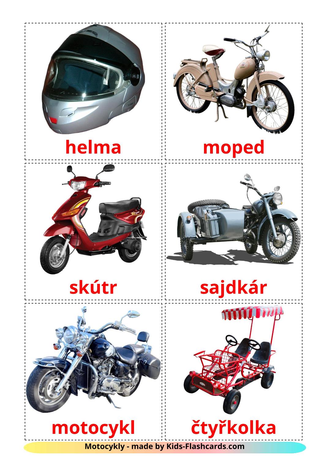 Motorcycles - 12 Free Printable czech Flashcards 