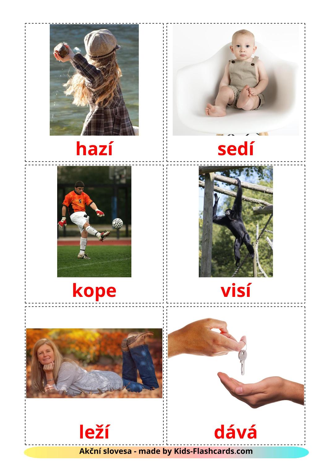 Action verbs - 51 Free Printable czech Flashcards 