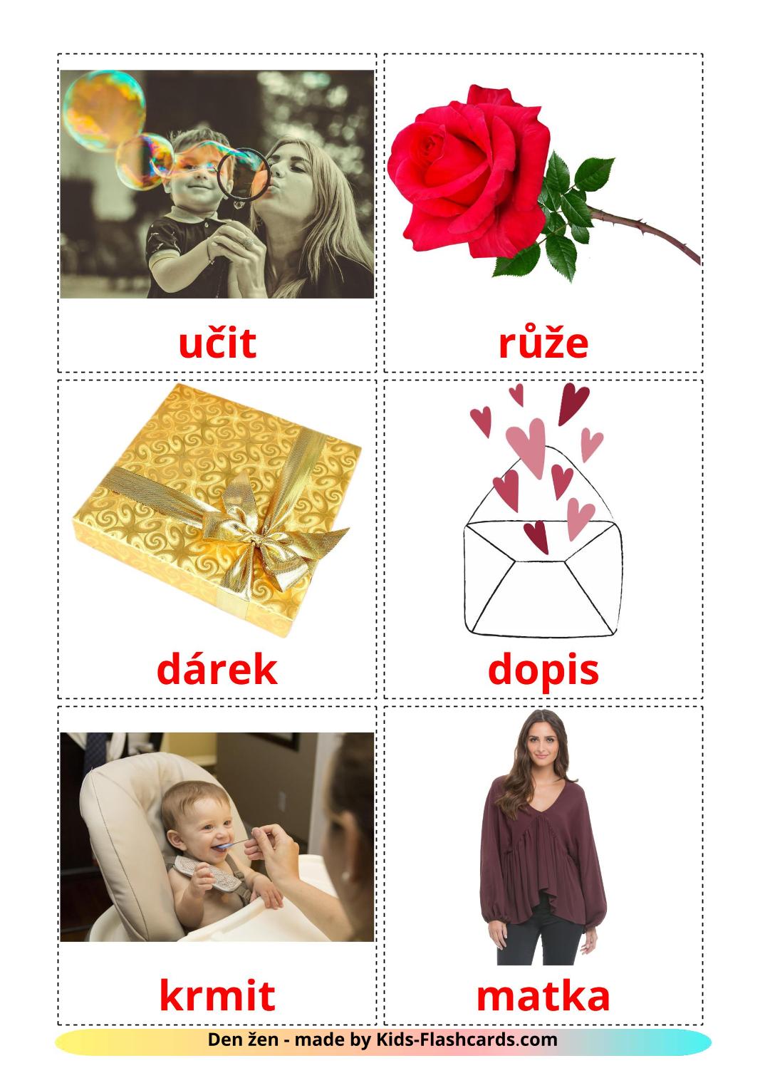 Mother's day - 25 Free Printable czech Flashcards 