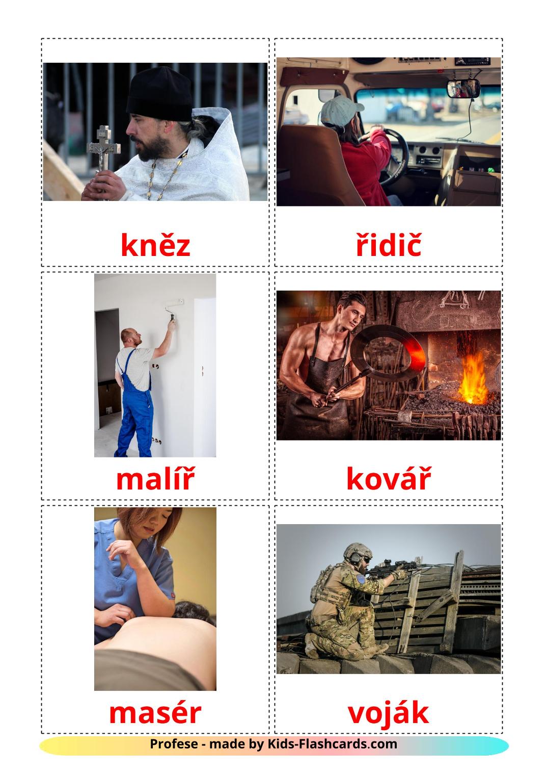 Jobs and Occupations - 51 Free Printable czech Flashcards 