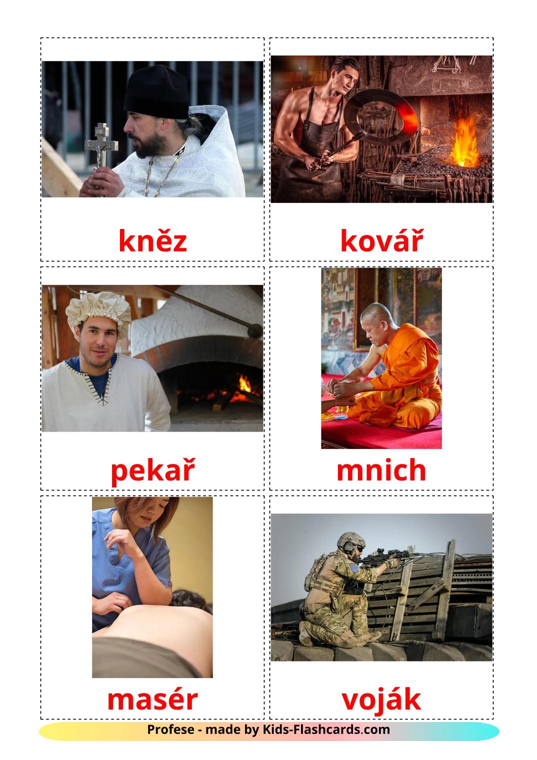 Jobs and Occupations - 48 Free Printable czech Flashcards 