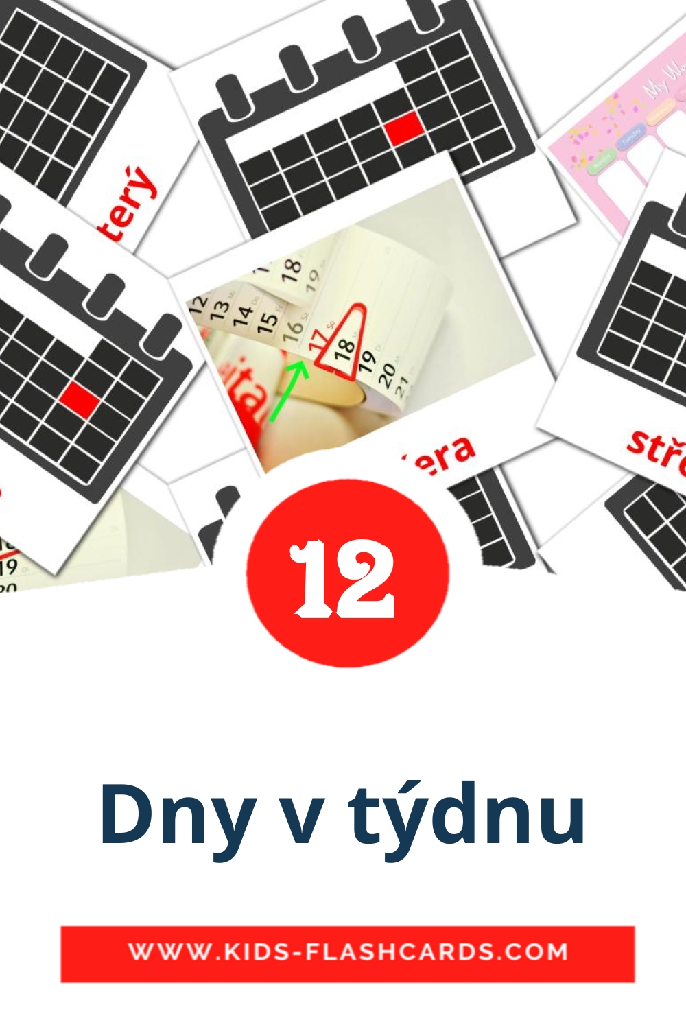 12 Dny v týdnu Picture Cards for Kindergarden in czech