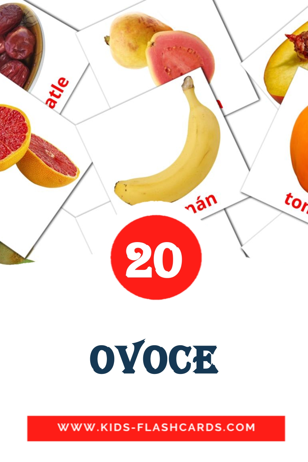 20 cartes illustrées de Ovoce pour la maternelle en tchèque