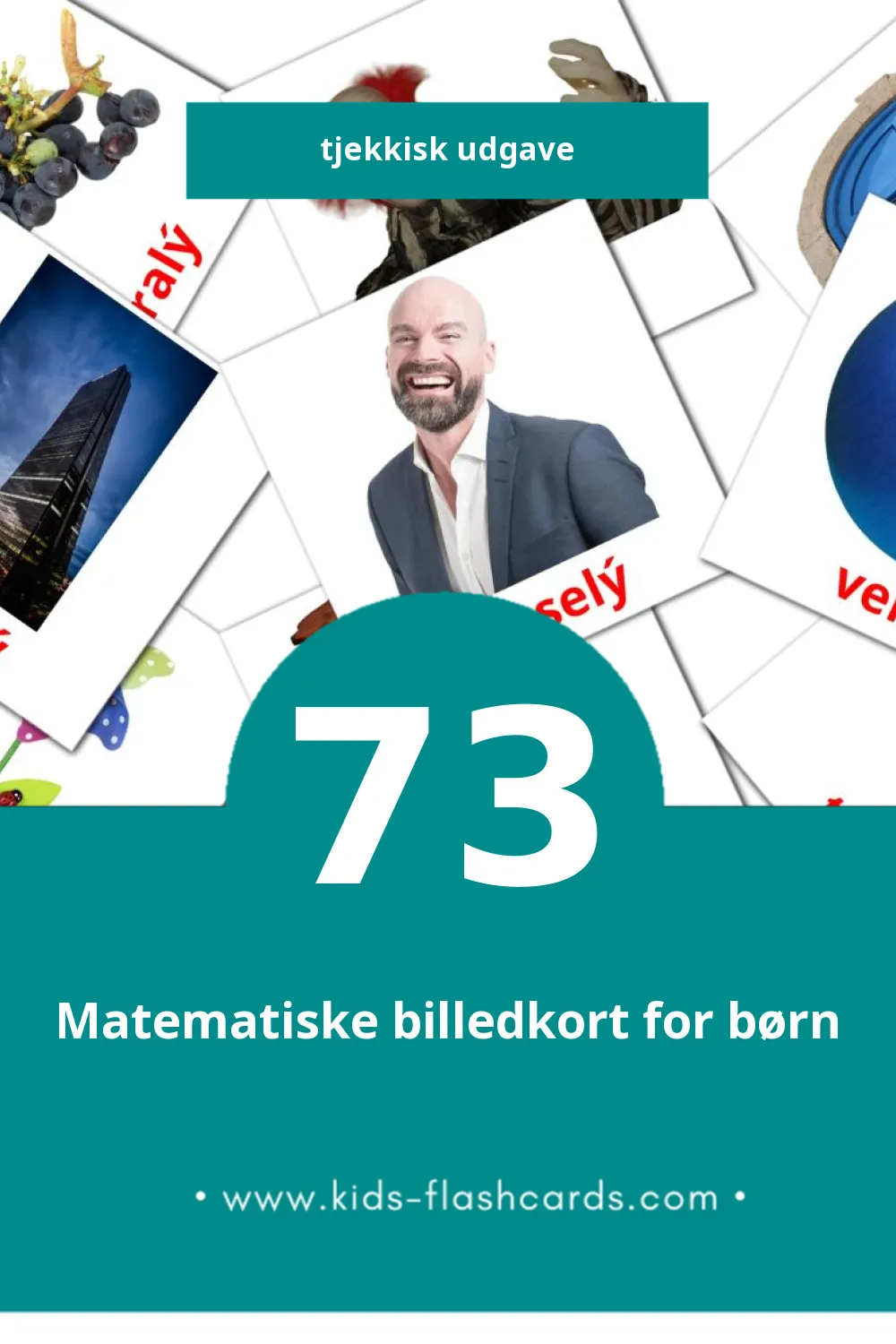 Visuelle billedkort for børn om Přídavná jména til småbørn (73 kort på Tjekkisk)