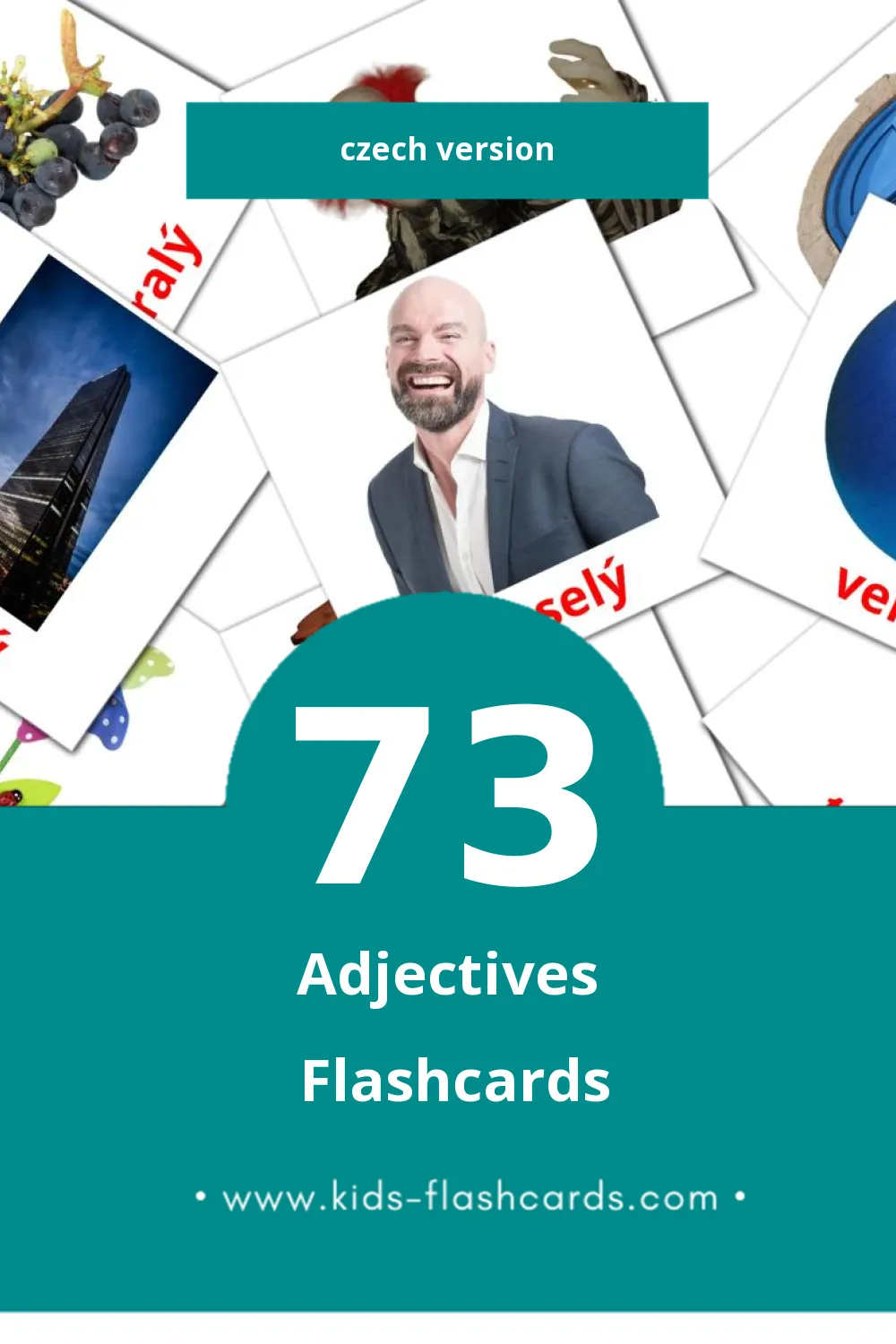 Visual Přídavná jména Flashcards for Toddlers (73 cards in Czech)