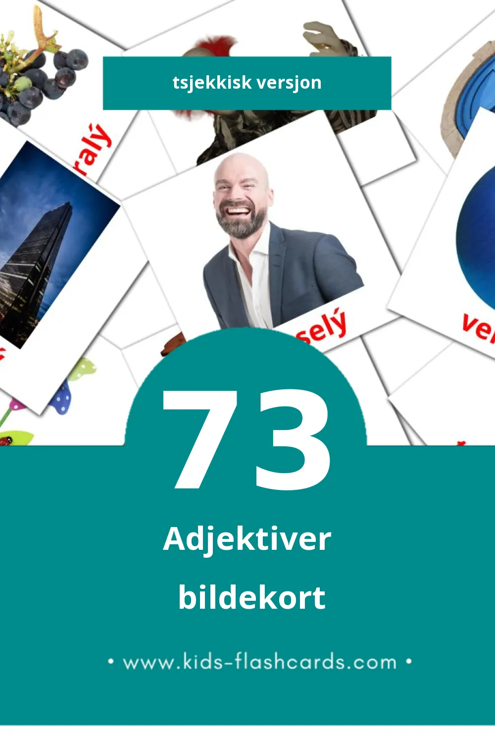 Visuelle Přídavná jména bildekort for småbarn (73 kort på Tsjekkisk)